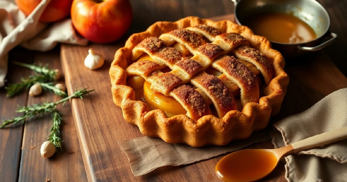 Caramel Apple Pie with Strusefl and Lattice