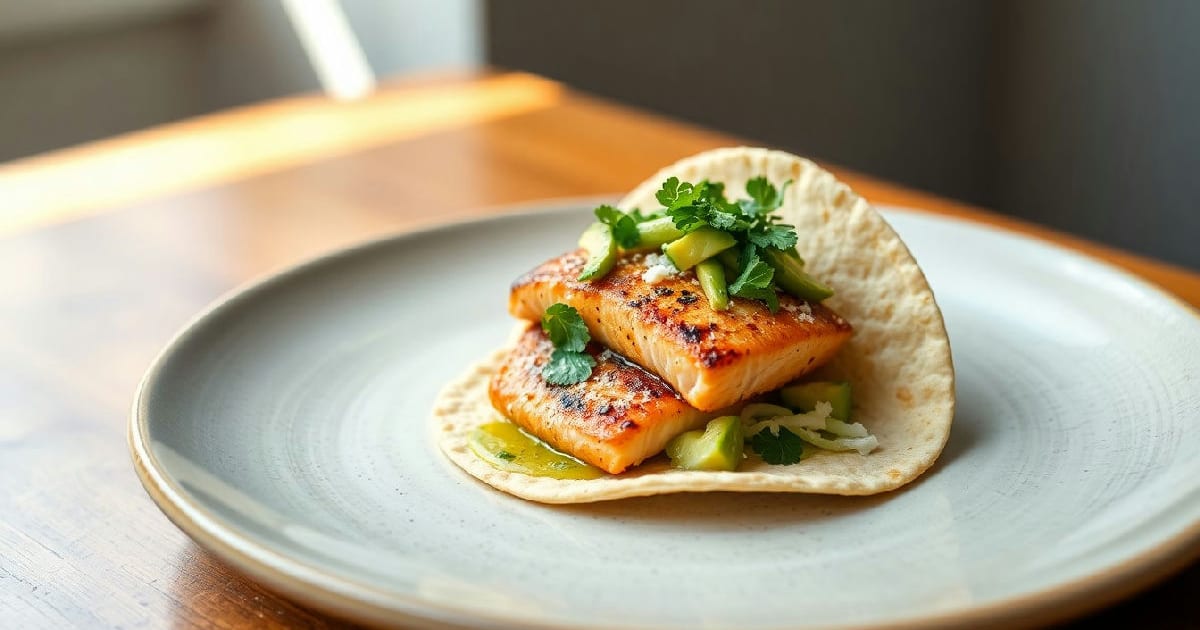Grilled Salmon Tacos with Avocado‑Cilantro Slaw