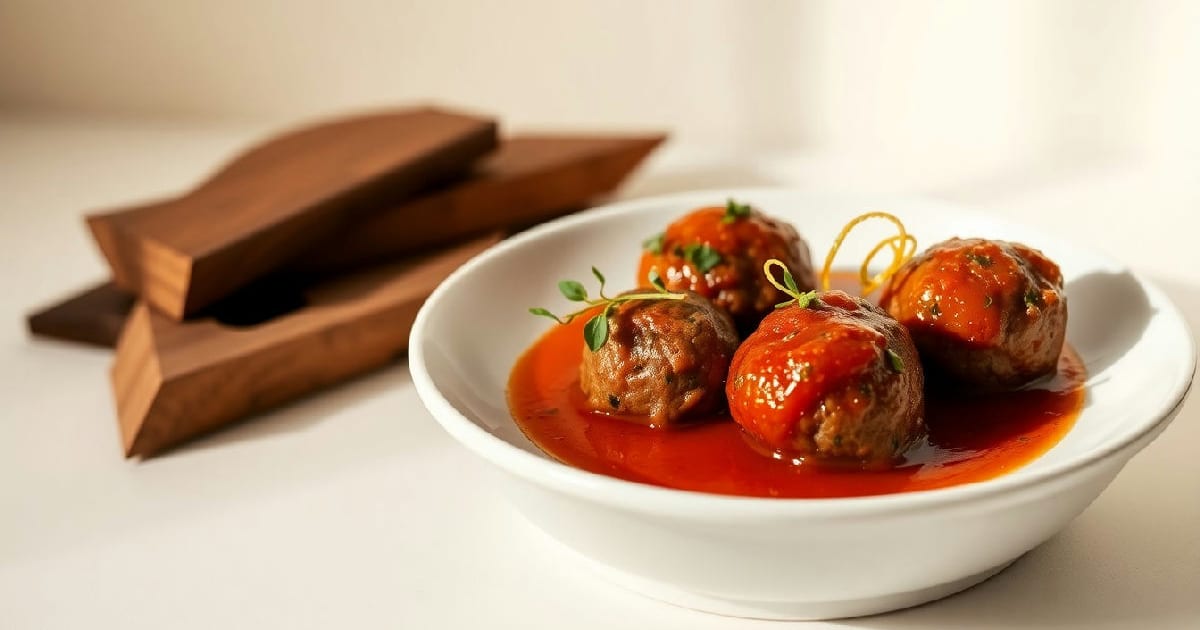 Herbed Lamb Meatballs in Tomato Jus