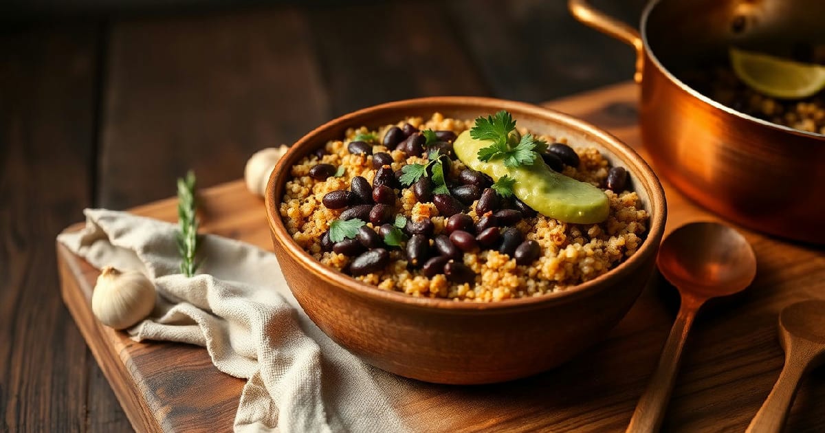 Roasted Quinoa & Black Bean Taco Bowl with Cilantro Lime Dressing