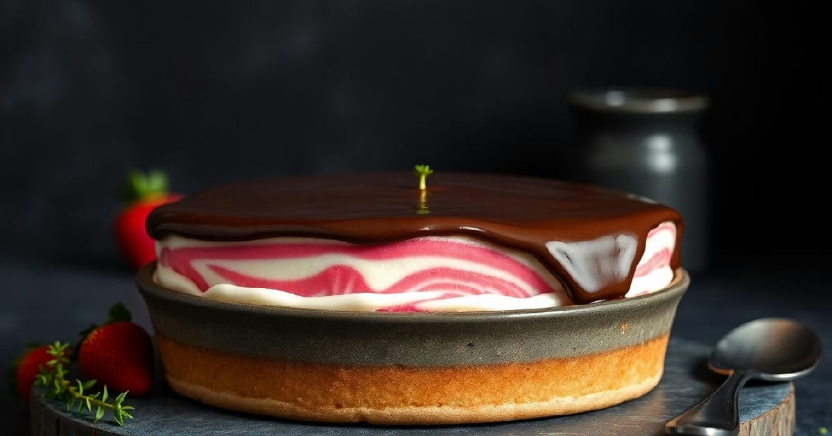 Strawberry-Marbled Boston Cream Pie