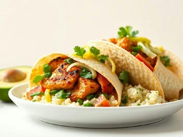 Grilled Chicken Fajita Wrap with Avocado Slaw and Cilantro Lime Rice