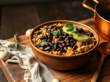 Roasted Quinoa & Black Bean Taco Bowl with Cilantro Lime Dressing