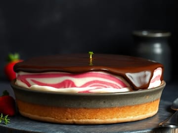 Strawberry-Marbled Boston Cream Pie