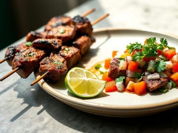 Street-Style Carne Asada Skewers with Fresh Pico de Gallo